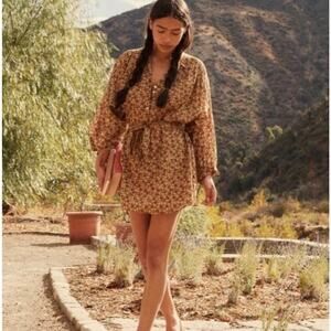 DOEN Opal Mini Dress Golden Mesa Floral Print XS